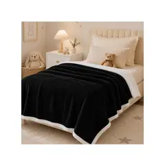 DORAL - Manta Sherpa Fluffy Negra 127x152
