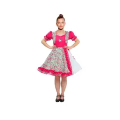 GENERICO - Traje Huasa Chinita Floreado Fucsia Fiestas Patrias Mujer Talla L