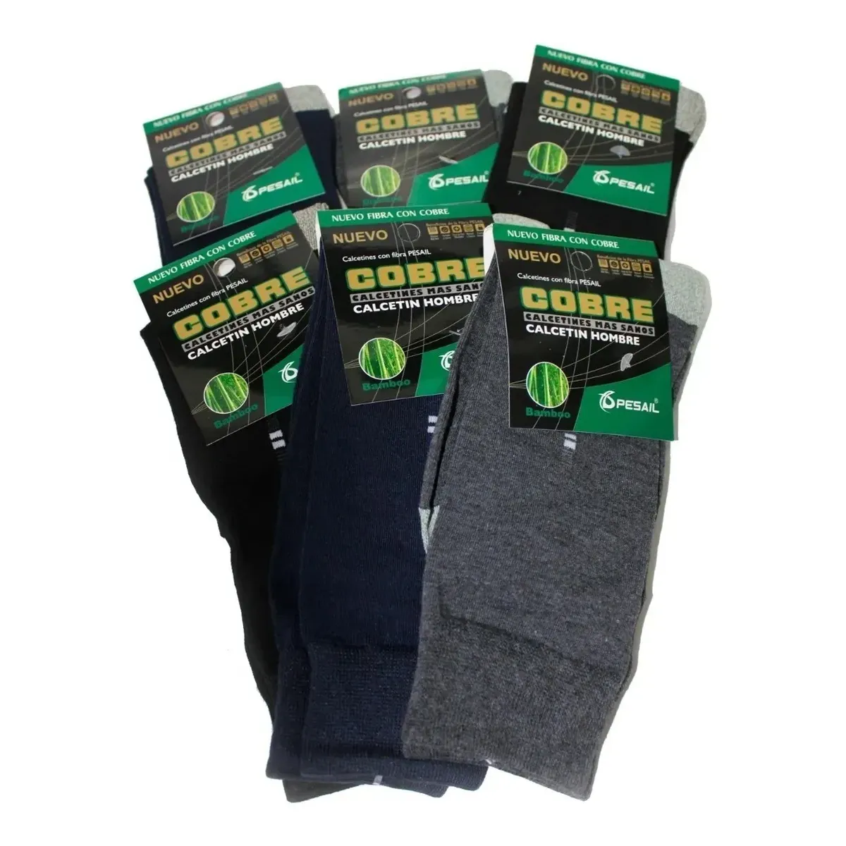 GARSIL - 12 Pares Calcetines Gruesos Con Fibra De Cobre y Algodón Para Hombre