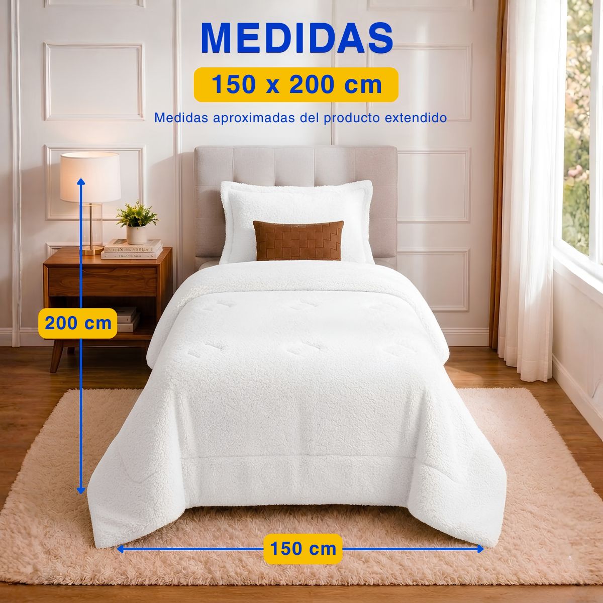 GUIZA - Plumón Cobertor Chiporro Premium Doble Textura Invierno 1 Plaza Guiza