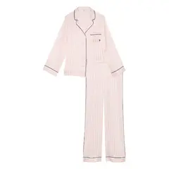 VICTORIA'S SECRET - Pijama Set Satin Manga Larga Pink Iconic Rayas - Victoria´s Secret