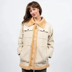 REEF - Chaqueta Sherpa Mujer Buttons Beige
