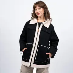 REEF - Chaqueta Sherpa Mujer Buttons Negro Blanco