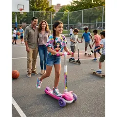 GENERICO - Scooter Monopatín Infantil 3 Ruedas Luces LED Unicornio Rosado
