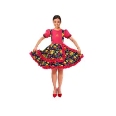 GENERICO - Traje Huasa Chinita Floreado FucsiaAzul Fiestas Patrias Talla XL