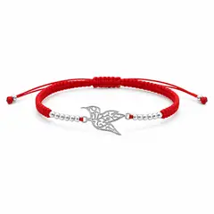 LK LUKSO - Pulsera Hilo Rojo Colibrí Ajustable Plata 925