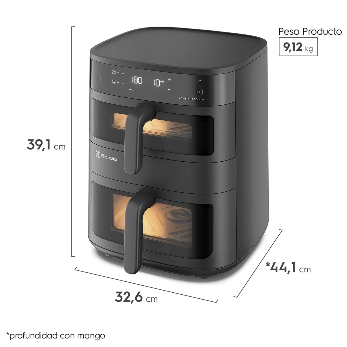 ELECTROLUX - Freidora de Aire 11L Digital Dual Doble Cesta 2500W EAF190
