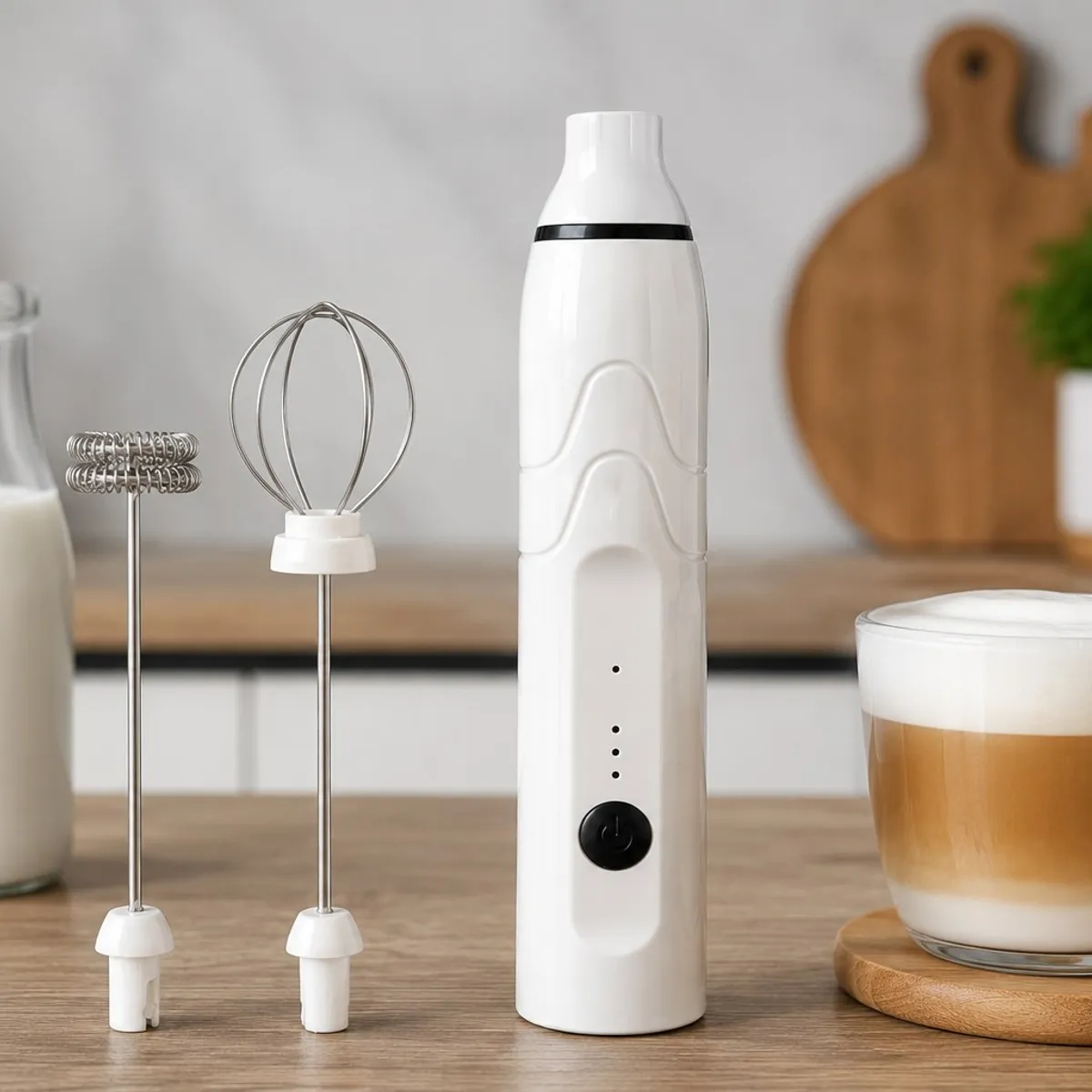 MP - Espumador batidor de mano recargable 3 velocidades con doble cabezal para café, matcha y proteínas