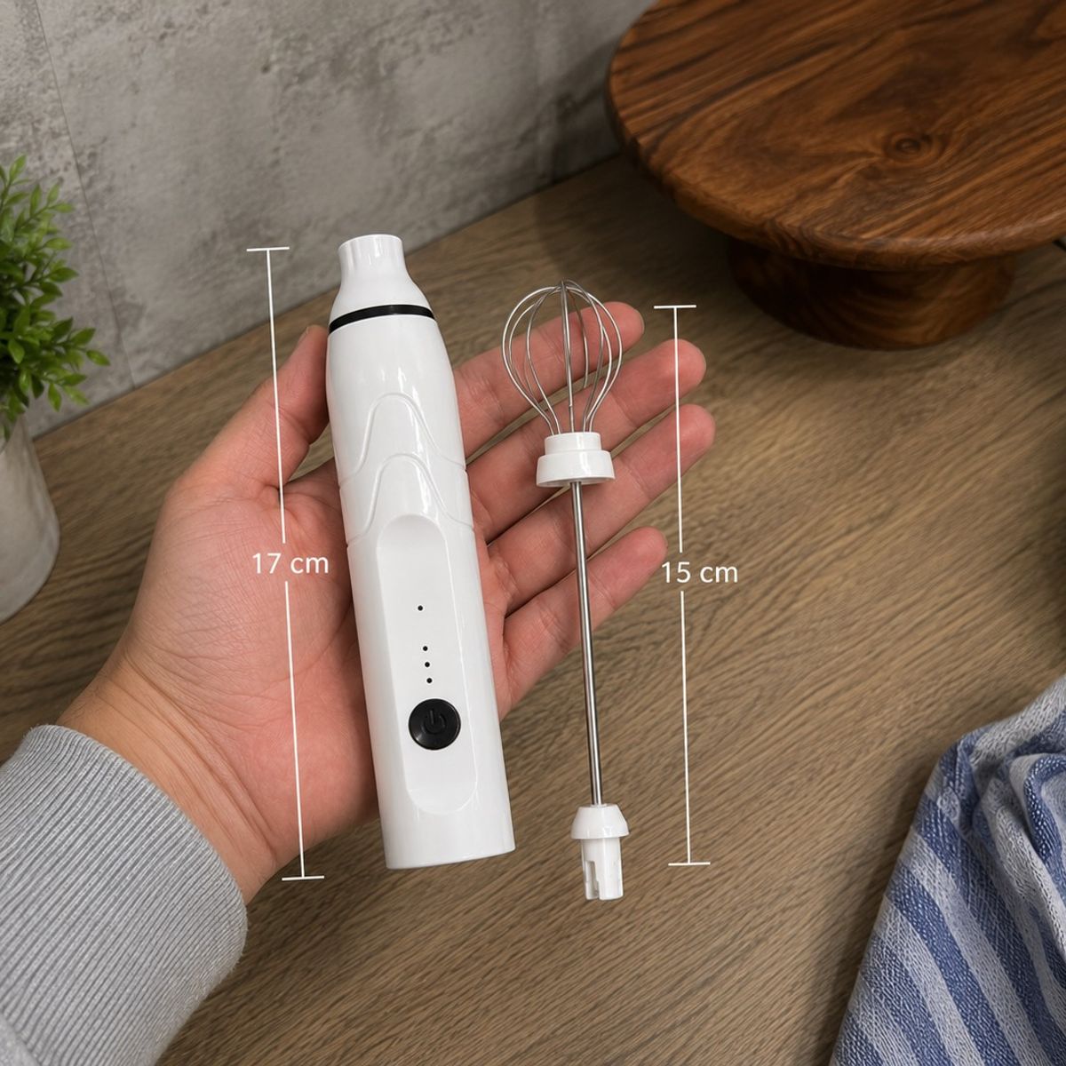 MP - Espumador batidor de mano recargable 3 velocidades con doble cabezal para café, matcha y proteínas
