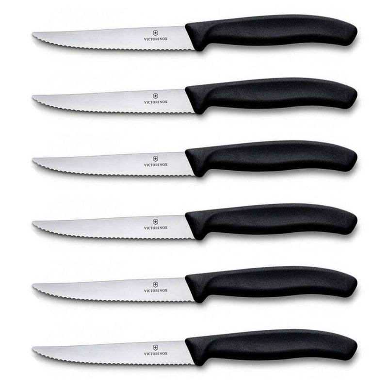 VICTORINOX - Set Cuchillo 6 Unidades Dent Puntiag Negro 11cm Victorinox Chile