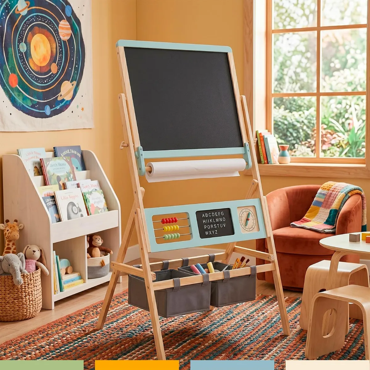BANDU - Pizarra Infantil Madera 2 en 1 Magnética Doble Cara Bandú