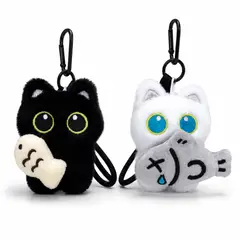 GENERICO - Pack 2 Llavero Colgante Peluche Gato Gatito Pez Kawaii