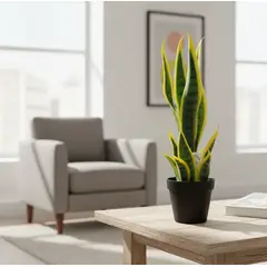 GENERICO - Planta Artificial Lengua De Suegra Con Macetero Negro
