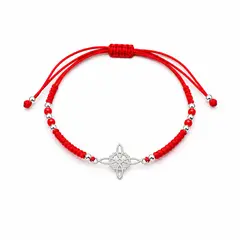 LK LUKSO - Pulsera Hilo Rojo Nudo de Bruja Ajustable Plata 925