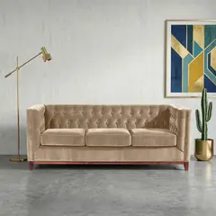 LATAM HOME - Sofá Roma 3 Cuerpos Capitoné Tela Velvet