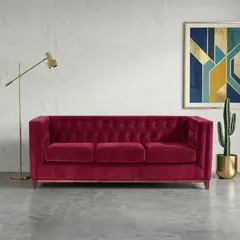 LATAM HOME - Sofá Roma 3 Cuerpos Capitoné Tela Velvet