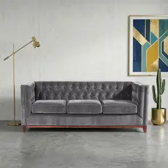 LATAM HOME - Sofá Roma 3 Cuerpos Capitoné Tela Velvet