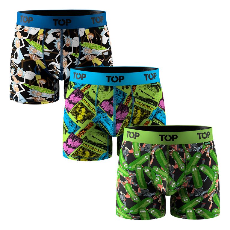 Boxer Medio Algodon Pack 3 Rick and Morty C5 Multicolor S