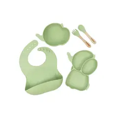 BEBESIT - Set Alimentacion Elefante Silicona - Verde -