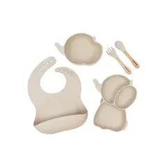 BEBESIT - Set Alimentacion Elefante Silicona - Beige -