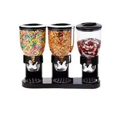 GENERICO - Dispensador Triple Cereal Granos Dulces Frutos Secos color negro
