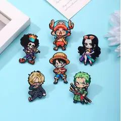 GENERICO - Set de 6 Pines Broches Metalicos One Piece Zoro Luffy