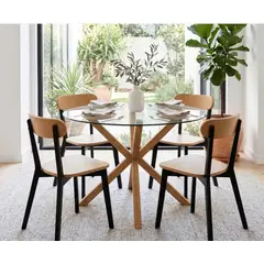 CORI CORI - Comedor Warwick 120cm + 4 Sillas Fresno Madera