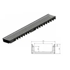 ACO - CANAL EASYLINE 100 HDPE NEGRO H50 L1000MM C/RJ PAS A15 AºGº
