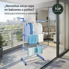 MOVI - Tendedero de Ropa Vertical Plegable 3 Niveles Acero Inoxidable 15 kg para Interior y Exterior