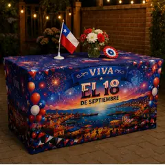 GENERICO - Funda Mantel Tela Spandex Mesa Dieciochero Fechas Patria 18