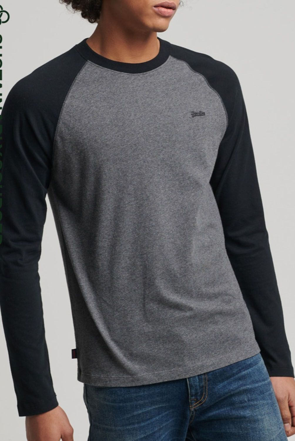 SUPERDRY - Superdry Polera de Béisbol De Algodón Orgánico y Manga Larga con Logotipo Vintage Logo Hombre