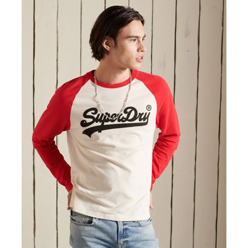 SUPERDRY - Polera De Manga Larga Raglán Con Logotipo Vintage Logo Hombre