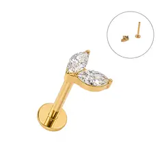 ELBAULDEJUMA - Piercing Alba Labret 16g barra 8mm Titanio PVD En Oro 18k