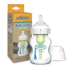 DR BROWN'S - Mamadera Anticólico Boca Ancha Vidrio 150ml Dr. Brown´s