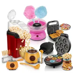 IRM - Set Fiesta Infantil 5 En 1 Waflera Cuadrada Donas Fondue Chocolate Accesorios Cocina Hogar Premium
