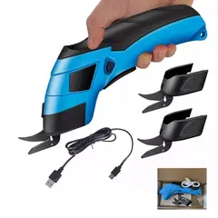 GENERICO - Tijeras Tela Eléctricas Inalámbricas Mano Azul Recargable para Tela y Costura