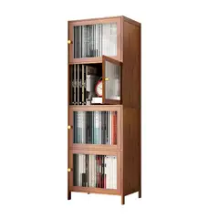 AIZO - Estantería Estrecha Alta 4 Estantes Con Puertas Transparente