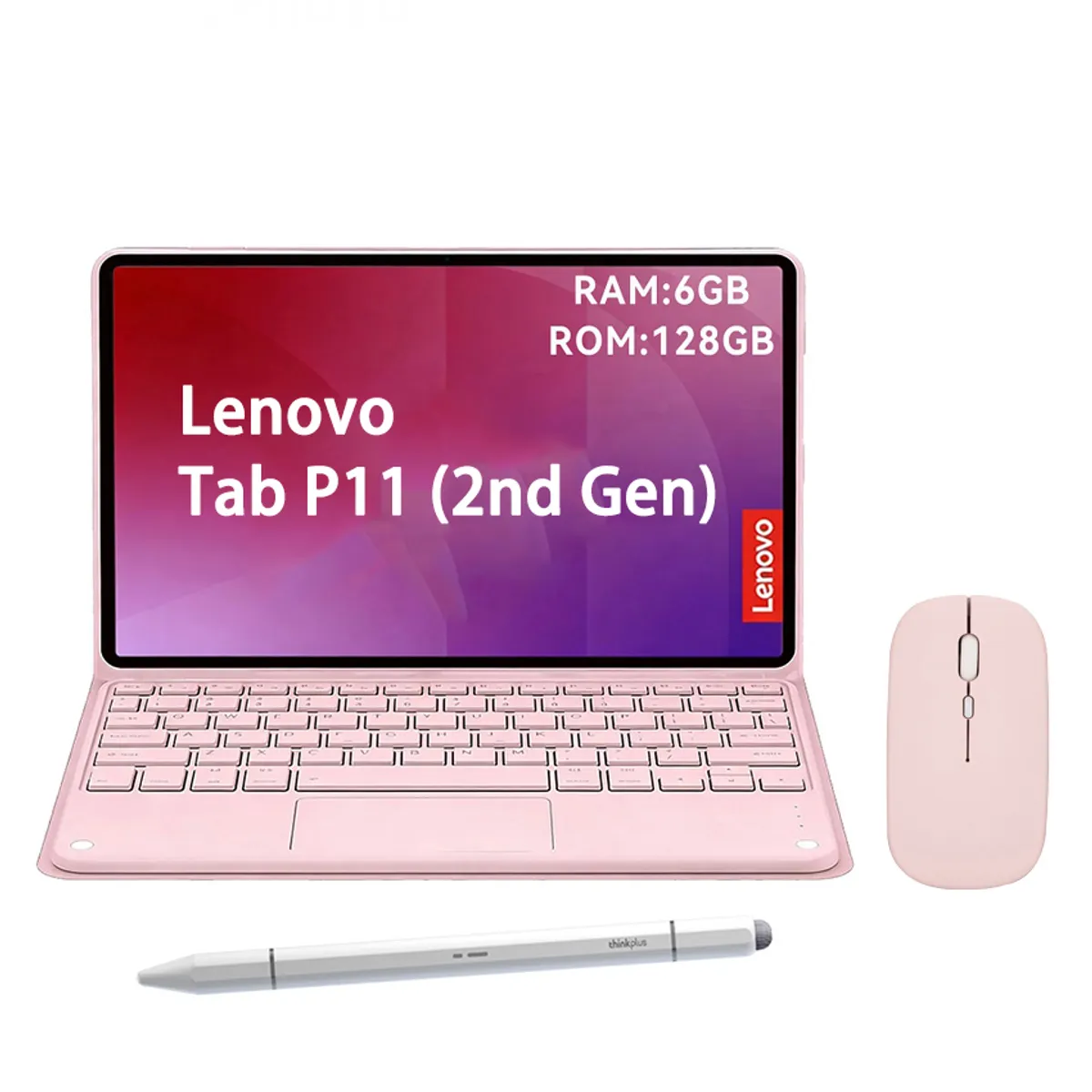 LENOVO - Tablet Lenovo Tab P11 2nd Gen 6GB+128GB WiFi 11.5  Gris+ Teclado Rosa+ Lápiz+Mouse