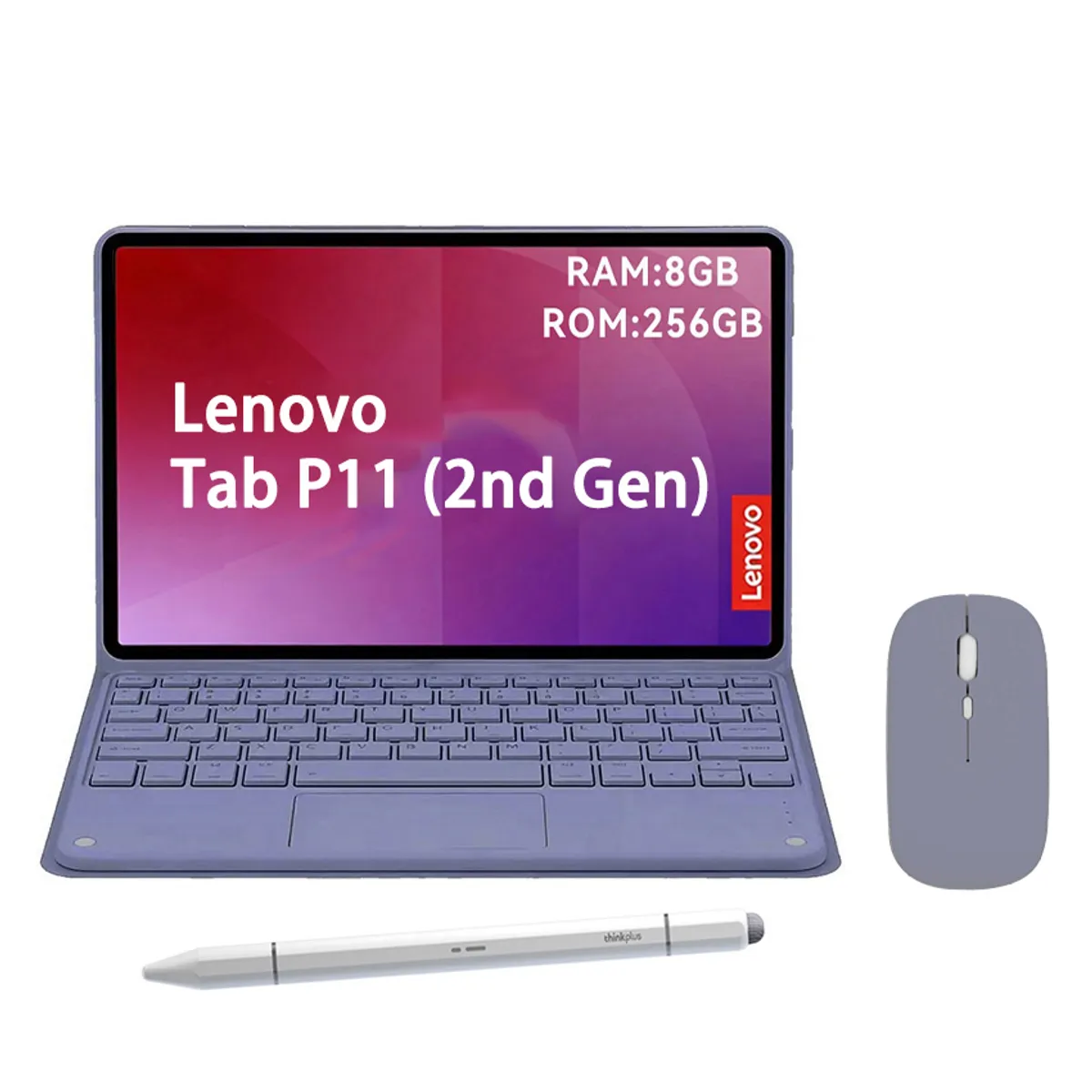 LENOVO - Tablet Lenovo Tab P11 2nd Gen 8GB+256GB WiFi 11.5  Gris+ Teclado Púrpura+ Lápiz+Mouse