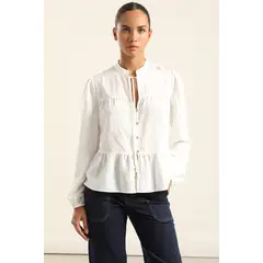 LIOLA - Blusa Romantica Paneles, Crudo