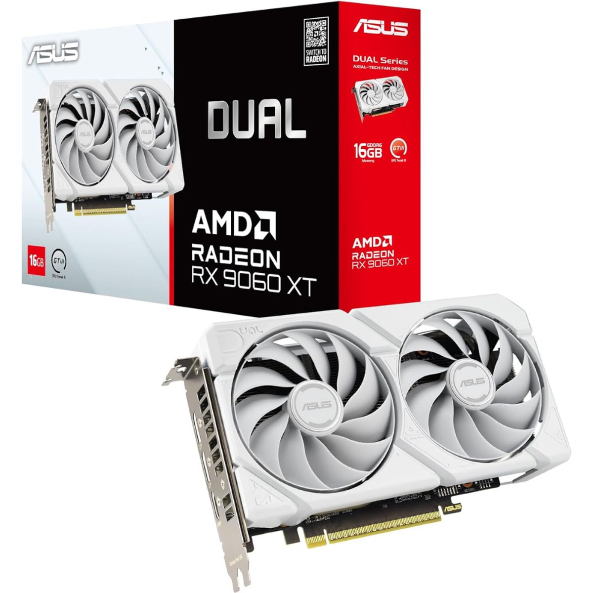 ASUS - Tarjeta de Vídeo ASUS Dual Radeon RX 9060 XT 16GB GDDR6 White Edition