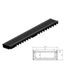 ACO - CANAL EASYLINE 100 HDPE NEGRO H50 L1000MM C/RJ PAS A15 HDPE