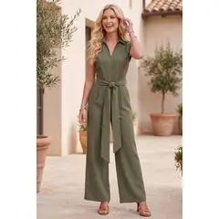 LOOK SHOP - Enterito Jumpsuit Palazzo Largo Elegante Casual Fiesta Mujer 3386