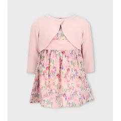 LIMONADA - Vestido bebé floreado con bolero rosado