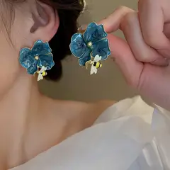 LUX JOYAS - AROS ALEACIÓN FLOR AZUL ABEJA