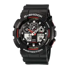 CASIO - Reloj G-Shock GA-100-1A4DR Análogo-Digital Negro Rojo Táctico Hombre