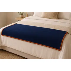 DCOBRE - MANTA POLAR PIE DE CAMA AZUL Y COBRE