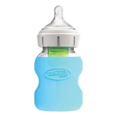 DR BROWN'S - Funda Protección Mamadera Boca Ancha Vidrio 150ml Azul Dr. Brown´s