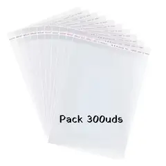 GENERICO - Pack 300 Unds Bolsa Celofán Cierre Adhesivo 22x34 Formato A4
