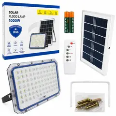 GENERICO - Foco Solar LED 1000W con Panel y Control Remoto Luz Fría IP66 Exterior